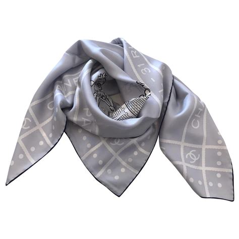 grey chanel scarf|Chanel scarf vintage.